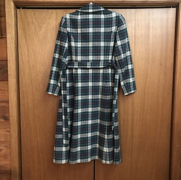 Vintage Pendleton 100% Wool Trench Coat unique gingham long coat - Picture 3 of 7